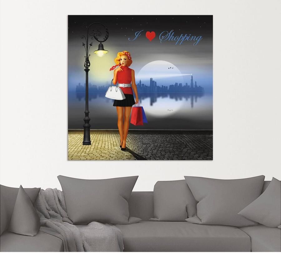 Artland Artprint Ik hou van shoppen als artprint van aluminium artprint voor buiten poster in diverse formaten - Foto 4