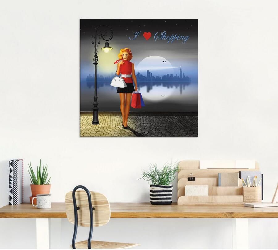 Artland Artprint Ik hou van shoppen als artprint van aluminium artprint voor buiten poster in diverse formaten - Foto 5