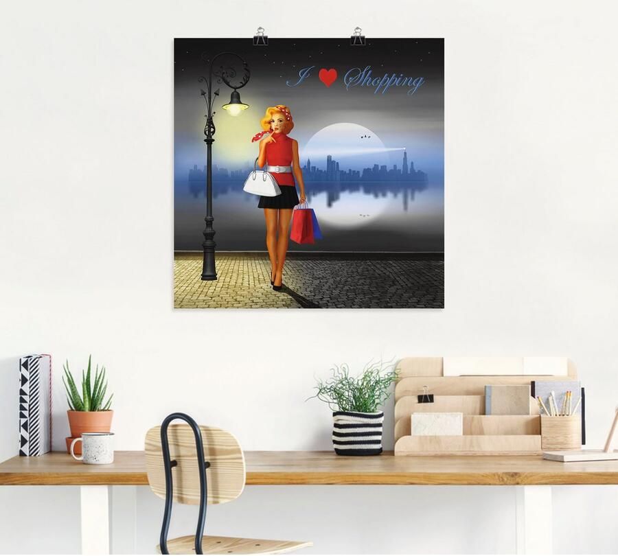 Artland Artprint Ik hou van shoppen als artprint van aluminium artprint voor buiten poster in diverse formaten - Foto 4