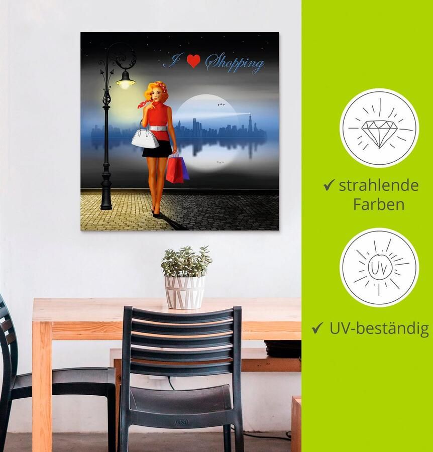 Artland Artprint Ik hou van shoppen als artprint van aluminium artprint voor buiten poster in diverse formaten - Foto 2