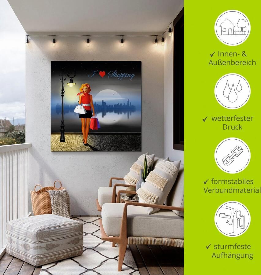 Artland Artprint Ik hou van shoppen als artprint van aluminium artprint voor buiten poster in diverse formaten - Foto 3