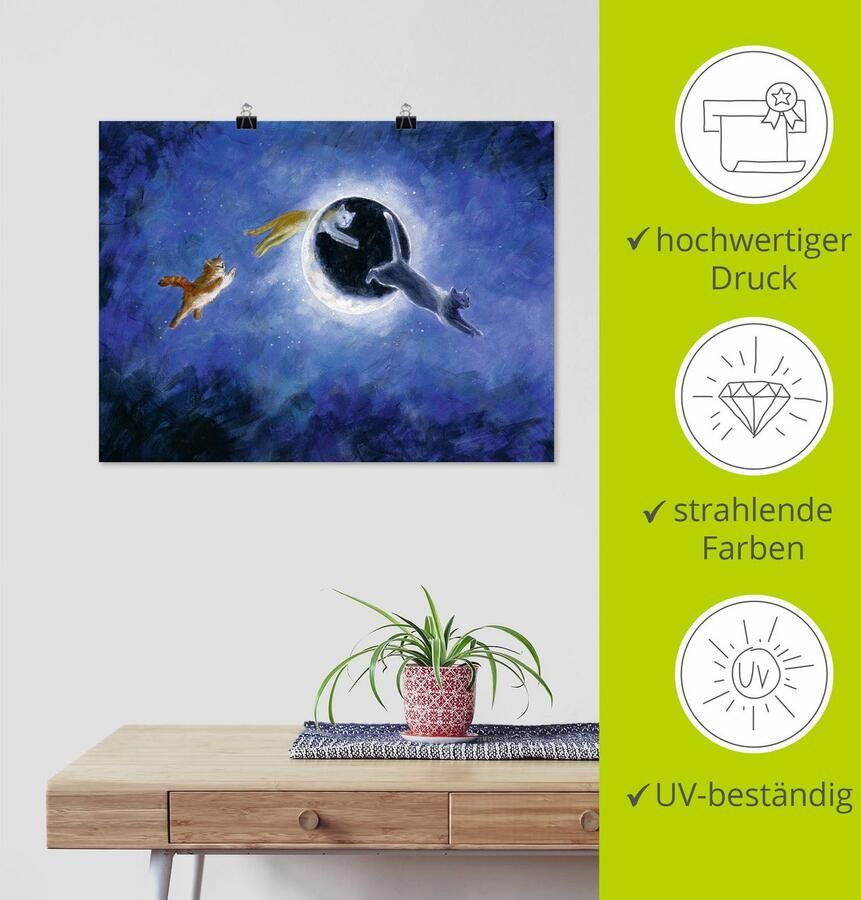 Artland Artprint In de nacht zijn alle poezen grijs als artprint op linnen poster in verschillende formaten maten - Foto 3