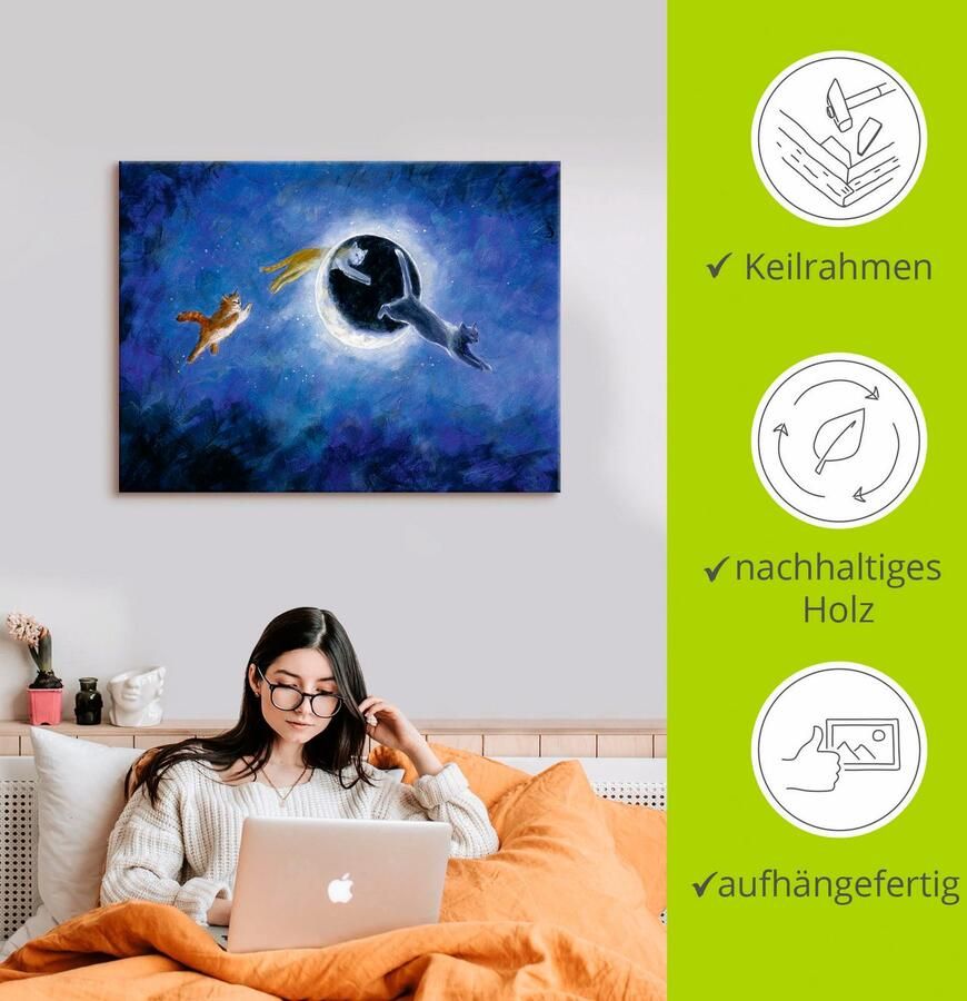 Artland Artprint In de nacht zijn alle poezen grijs als artprint op linnen poster in verschillende formaten maten