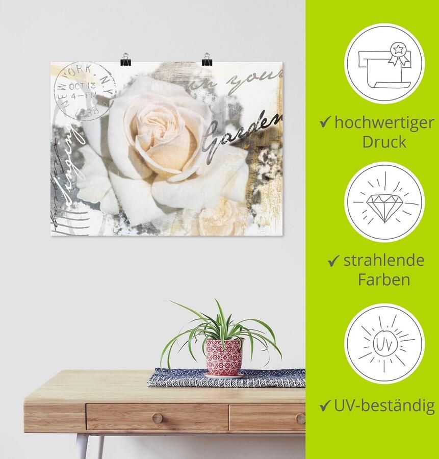 Artland Artprint In letters roos als artprint op linnen poster muursticker in verschillende maten - Foto 2