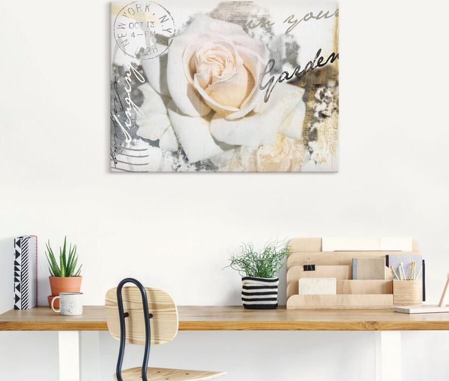 Artland Artprint op linnen In letters roos