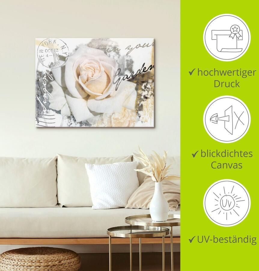 Artland Artprint In letters roos als artprint op linnen poster muursticker in verschillende maten - Foto 3