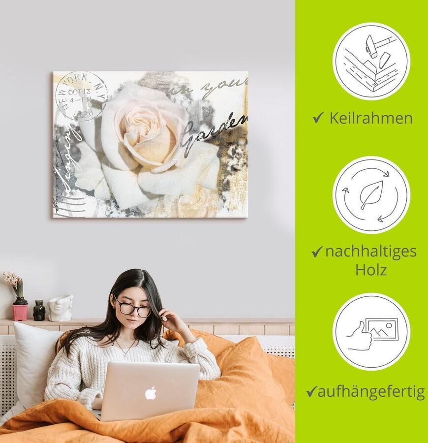 Artland Artprint In letters roos als artprint op linnen poster muursticker in verschillende maten - Foto 2