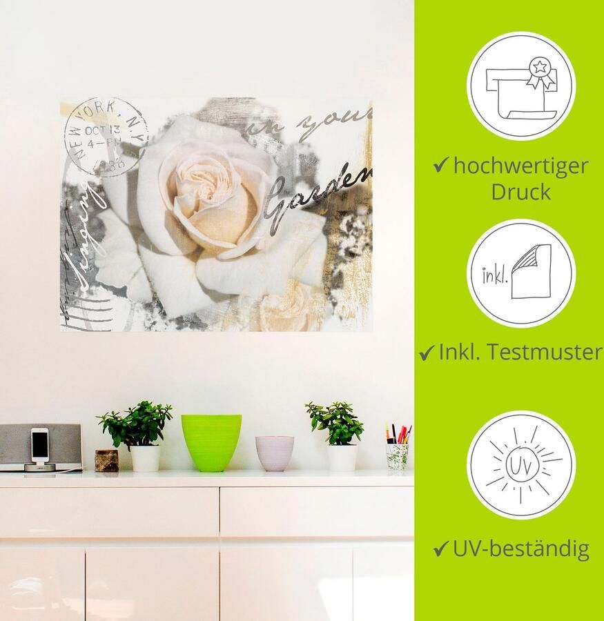 Artland Artprint In letters roos als artprint op linnen poster muursticker in verschillende maten - Foto 3