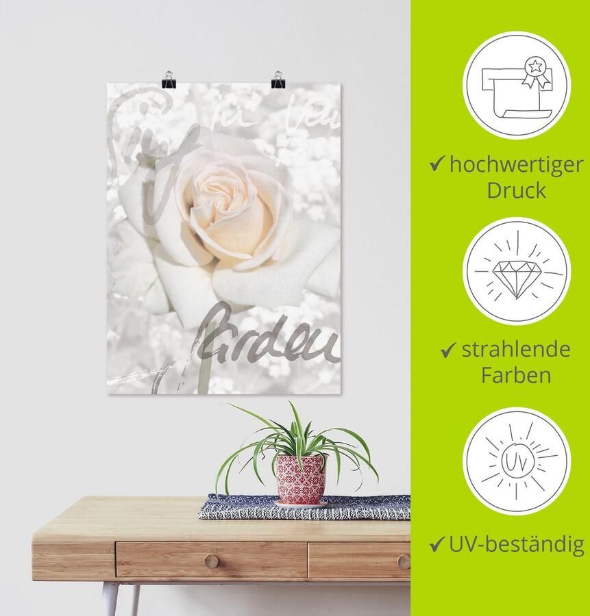 Artland Artprint In letters roos als artprint van aluminium artprint voor buiten artprint op linnen poster in verschillende maten. maten - Foto 3