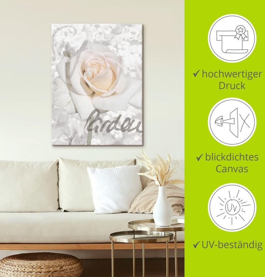 Artland Artprint In letters roos als artprint van aluminium artprint voor buiten artprint op linnen poster in verschillende maten. maten - Foto 4