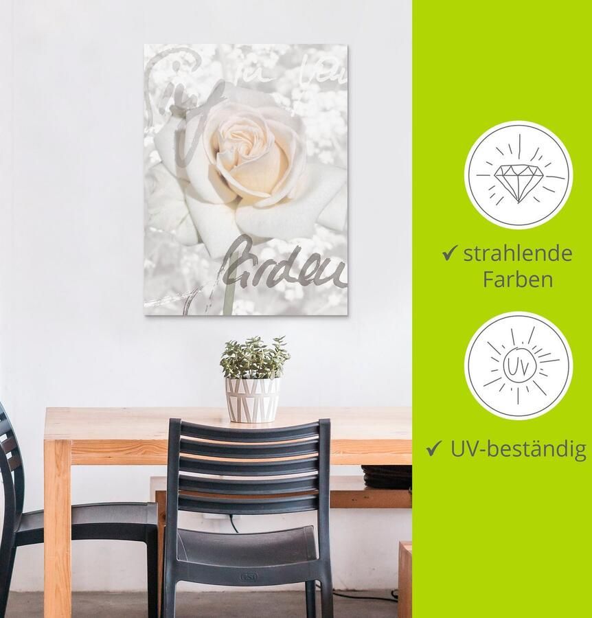 Artland Artprint In letters roos als artprint van aluminium artprint voor buiten artprint op linnen poster in verschillende maten. maten - Foto 4