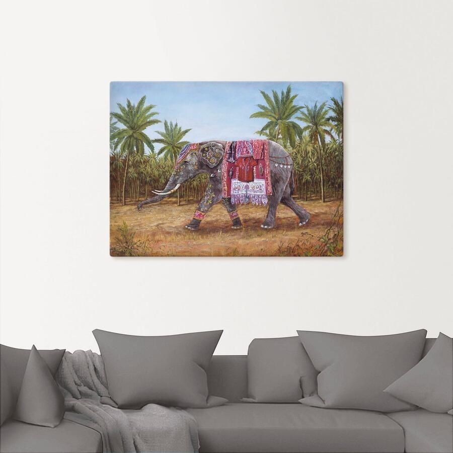 Artland Artprint Indiase Olifant als artprint op linnen muursticker in verschillende maten