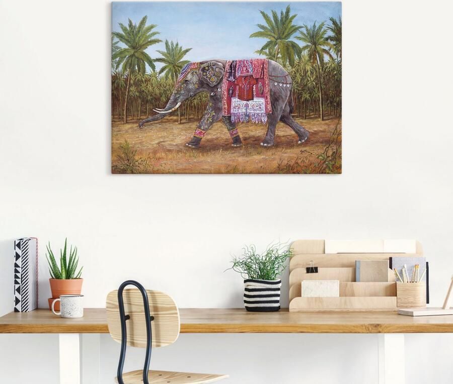 Artland Artprint Indiase Olifant als artprint op linnen muursticker in verschillende maten - Foto 4