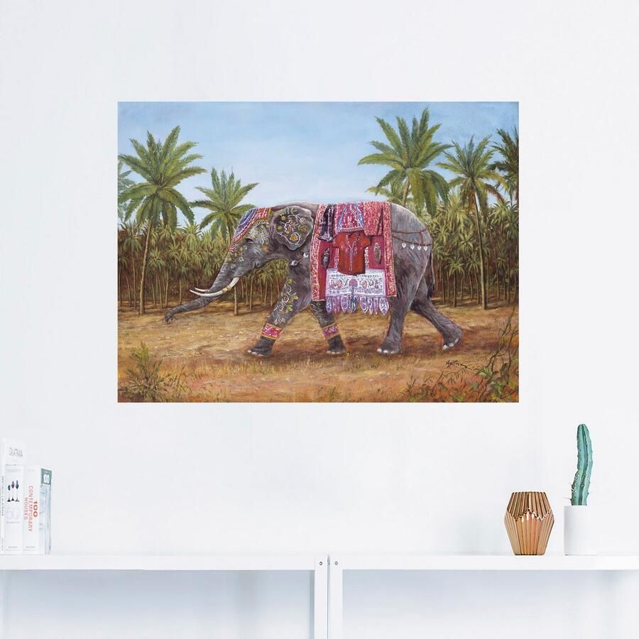 Artland Artprint Indiase Olifant als artprint op linnen muursticker in verschillende maten