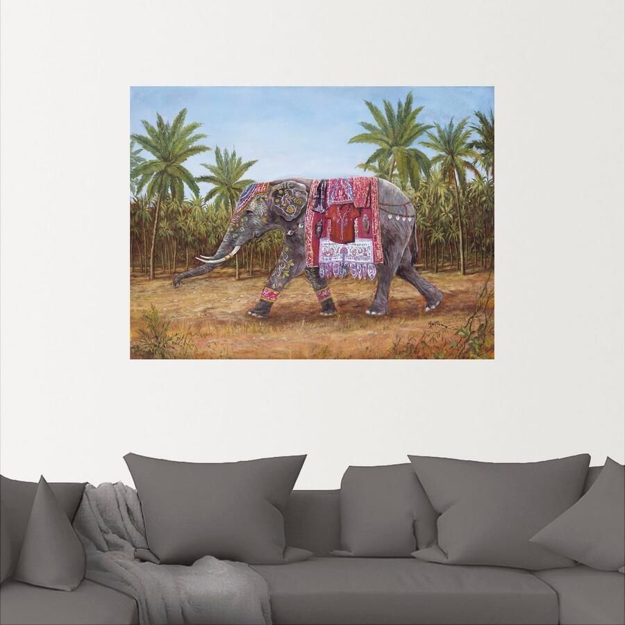 Artland Artprint Indiase Olifant als artprint op linnen muursticker in verschillende maten - Foto 2