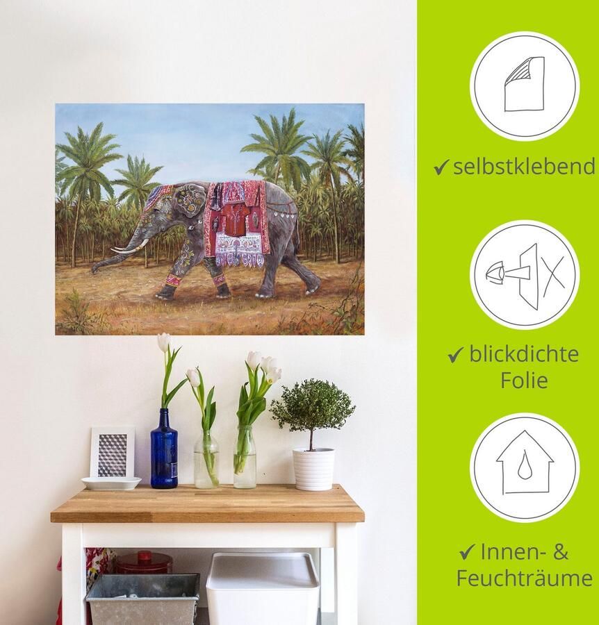 Artland Artprint Indiase Olifant als artprint op linnen muursticker in verschillende maten - Foto 4