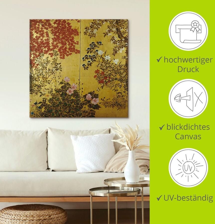 Artland Artprint Japans scherm 18e eeuw als artprint op linnen poster muursticker in verschillende maten - Foto 3