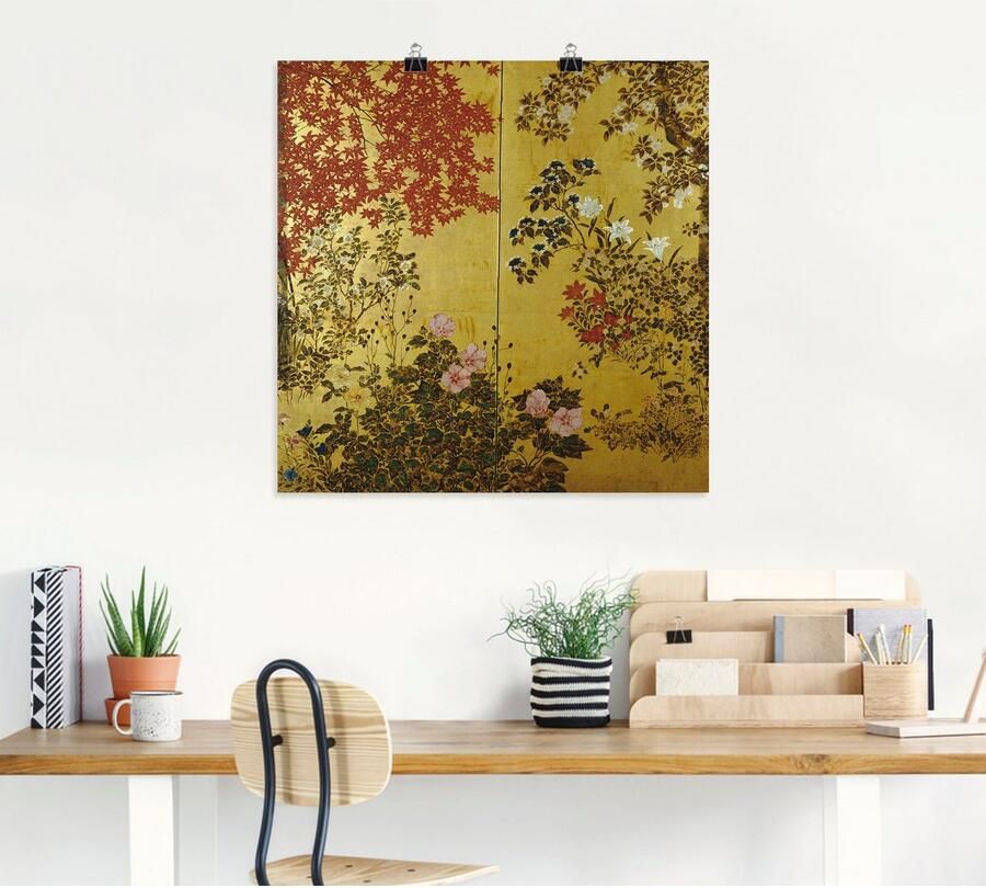 Artland Artprint Japans scherm 18e eeuw als artprint op linnen poster muursticker in verschillende maten - Foto 4