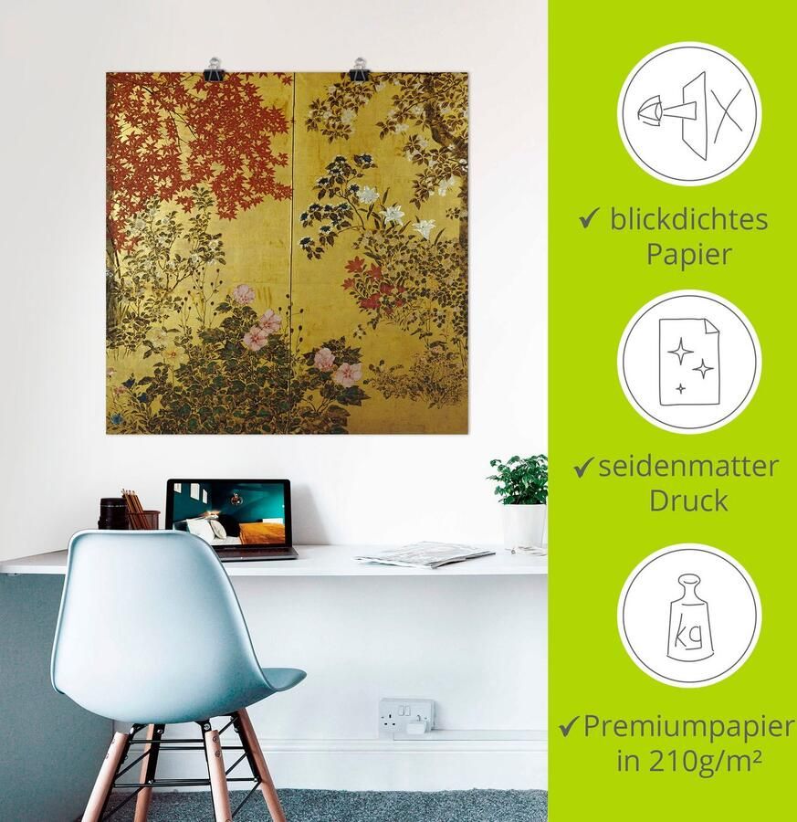 Artland Artprint Japans scherm 18e eeuw als artprint op linnen poster muursticker in verschillende maten - Foto 2
