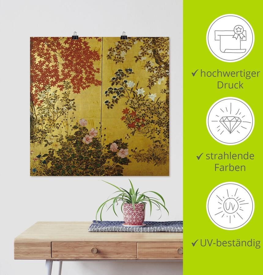 Artland Artprint Japans scherm 18e eeuw als artprint op linnen poster muursticker in verschillende maten - Foto 3
