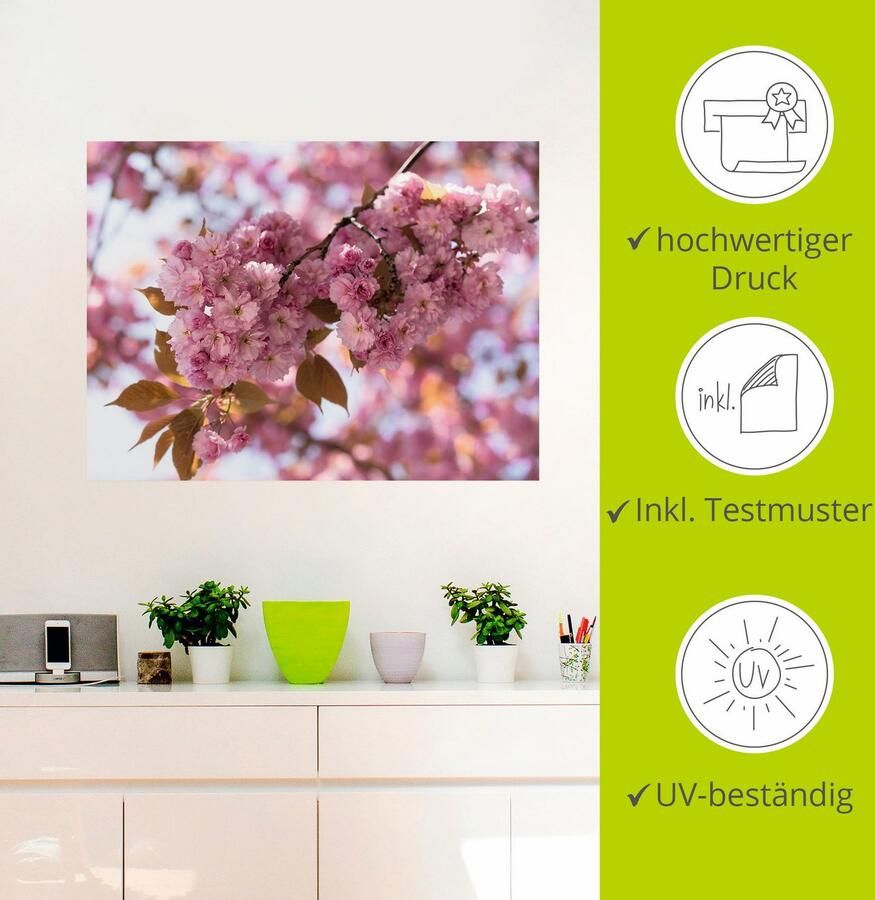 Artland Artprint Japanse kersenbloesem in Love I als artprint op linnen poster muursticker in verschillende maten - Foto 3