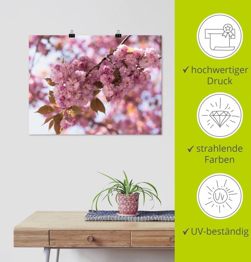 Artland Artprint Japanse kersenbloesem in Love I als artprint op linnen poster muursticker in verschillende maten - Foto 3