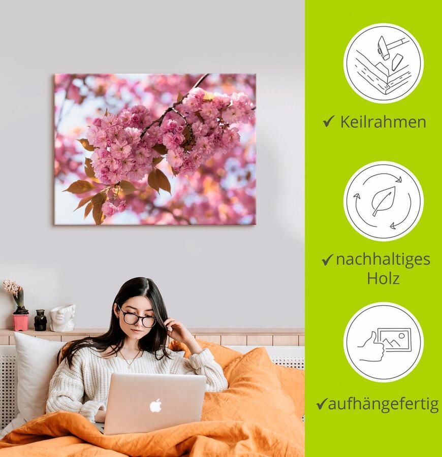 Artland Artprint Japanse kersenbloesem in Love I als artprint op linnen poster muursticker in verschillende maten - Foto 2