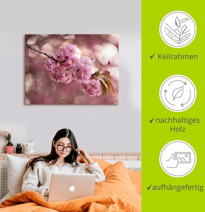 Artland Artprint Japanse kersenbloesem in Love III als artprint op linnen in verschillende maten