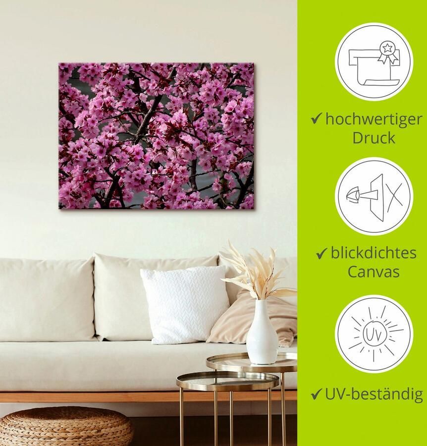 Artland Artprint Japanse sierkersen bloem als artprint op linnen poster in verschillende formaten maten - Foto 2