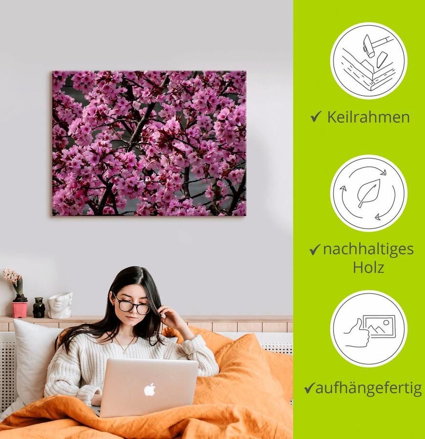 Artland Artprint Japanse sierkersen bloem als artprint op linnen poster in verschillende formaten maten