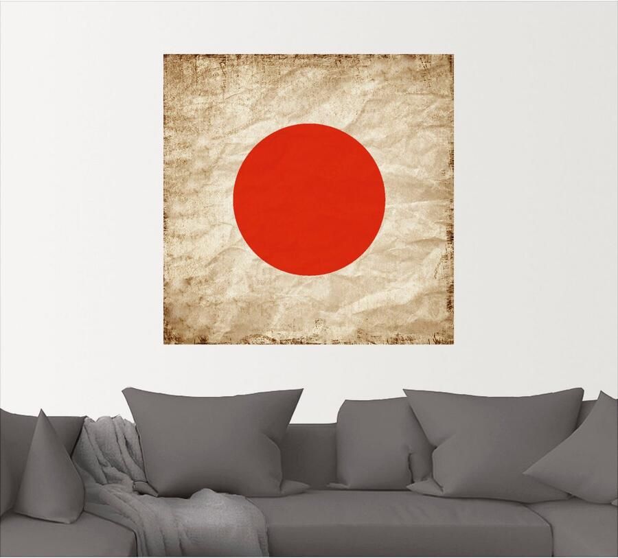 Artland Artprint Japanse vlag Japan symbool als artprint op linnen muursticker in verschillende maten - Foto 4