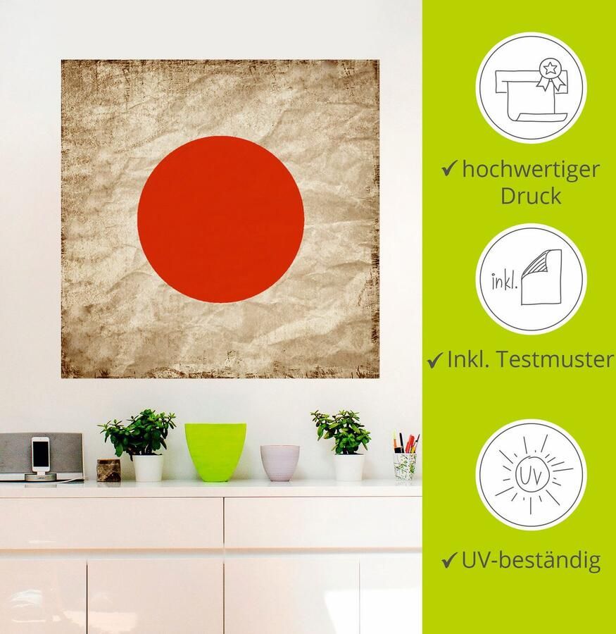 Artland Artprint Japanse vlag Japan symbool als artprint op linnen muursticker in verschillende maten - Foto 2