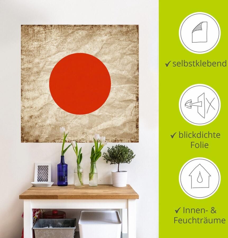 Artland Artprint Japanse vlag Japan symbool als artprint op linnen muursticker in verschillende maten - Foto 3