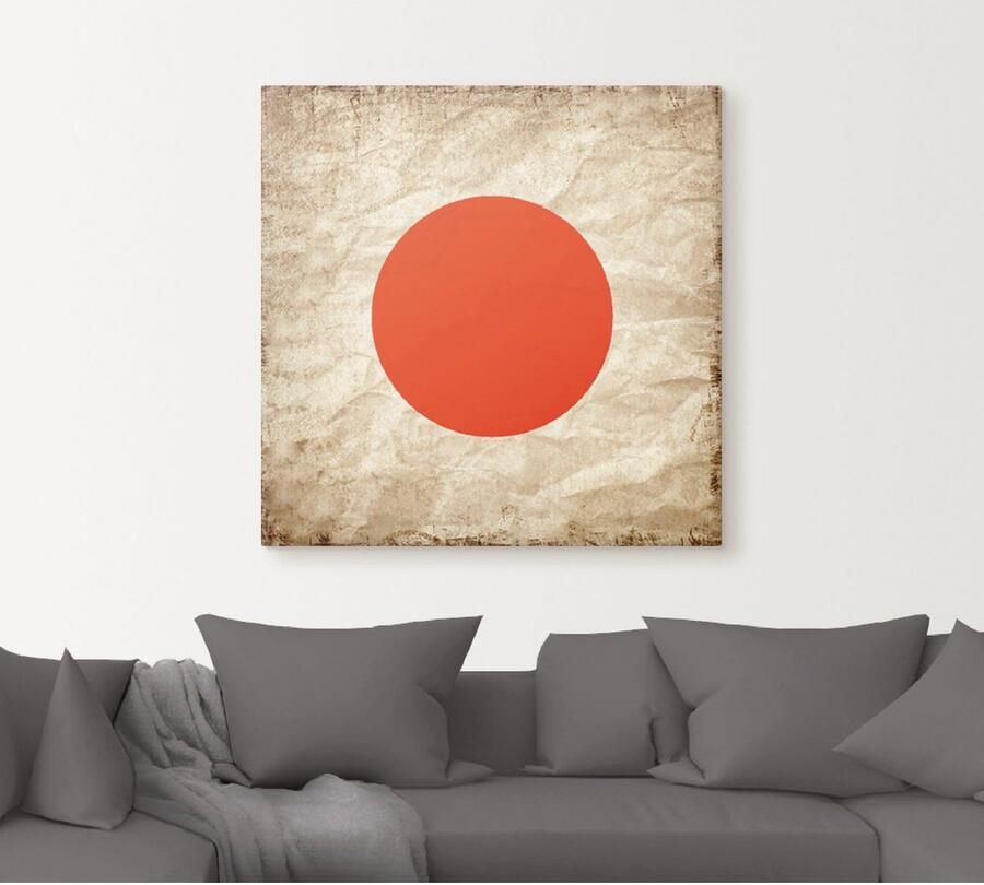 Artland Artprint Japanse vlag Japan symbool als artprint op linnen muursticker in verschillende maten - Foto 4