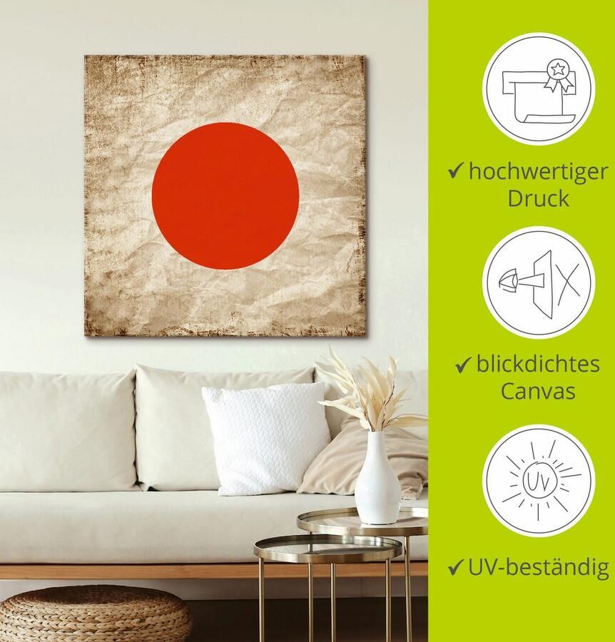 Artland Artprint Japanse vlag Japan symbool als artprint op linnen muursticker in verschillende maten - Foto 2