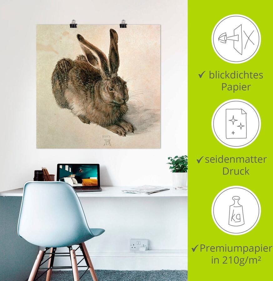 Artland Artprint Jonge haas. 1502 als artprint op linnen poster in verschillende formaten maten - Foto 2