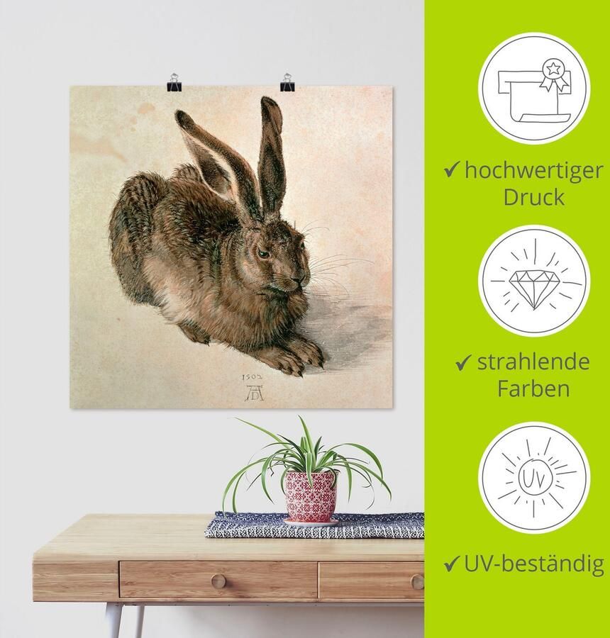 Artland Artprint Jonge haas. 1502 als artprint op linnen poster in verschillende formaten maten - Foto 3