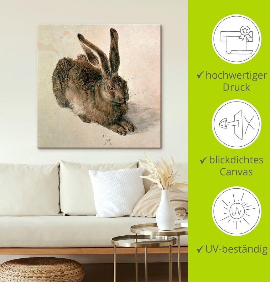Artland Artprint Jonge haas. 1502 als artprint op linnen poster in verschillende formaten maten - Foto 4