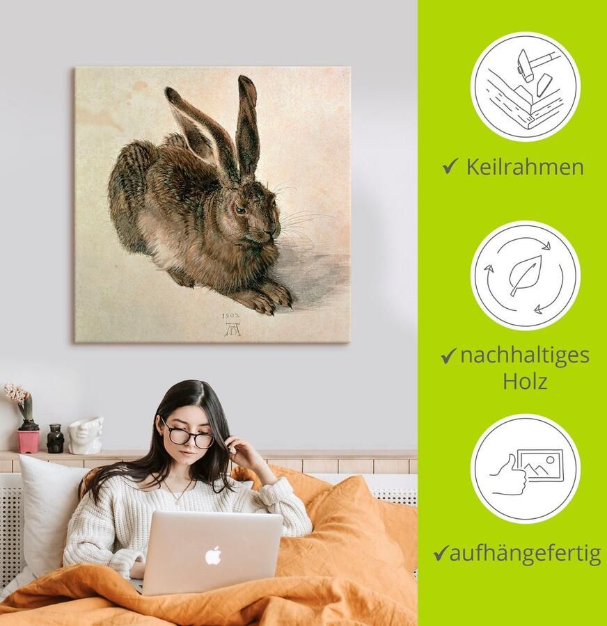 Artland Artprint Jonge haas. 1502 als artprint op linnen poster in verschillende formaten maten - Foto 3