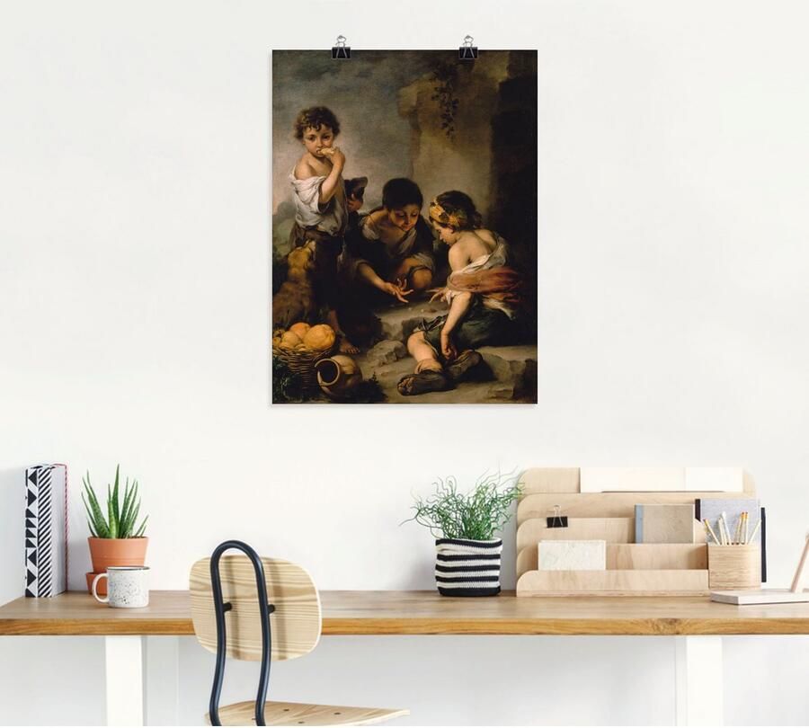 Artland Artprint Jongens bij het dobbelspel. Ca. 1670 1675. als artprint op linnen poster in verschillende formaten maten - Foto 4