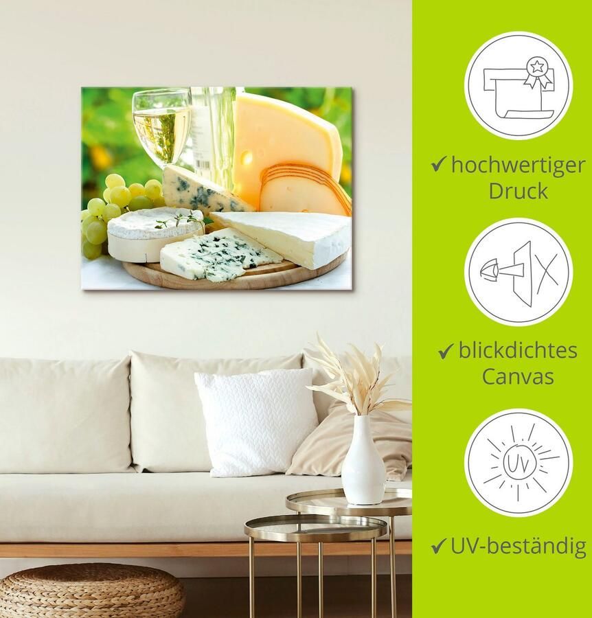 Artland Artprint Kaas & wijn als artprint op linnen poster in verschillende formaten maten - Foto 3