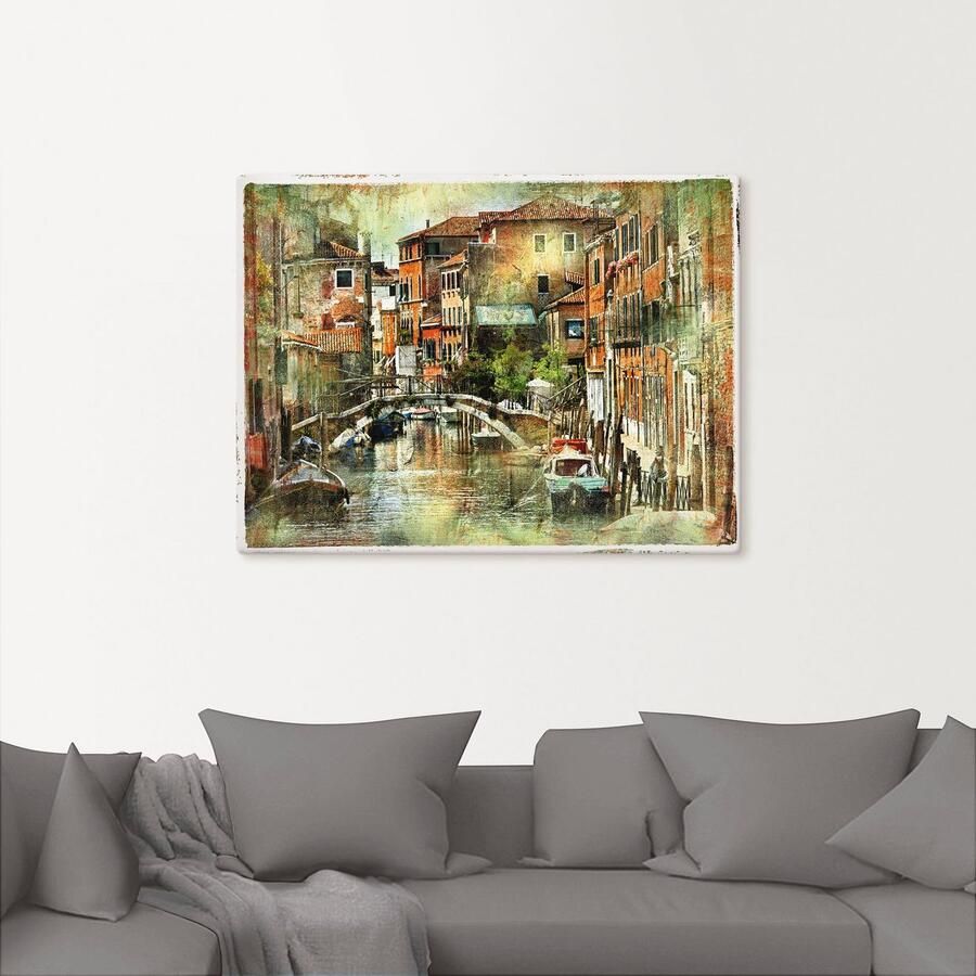 Artland Artprint Kanaal in Venetië als artprint op linnen poster in verschillende formaten maten
