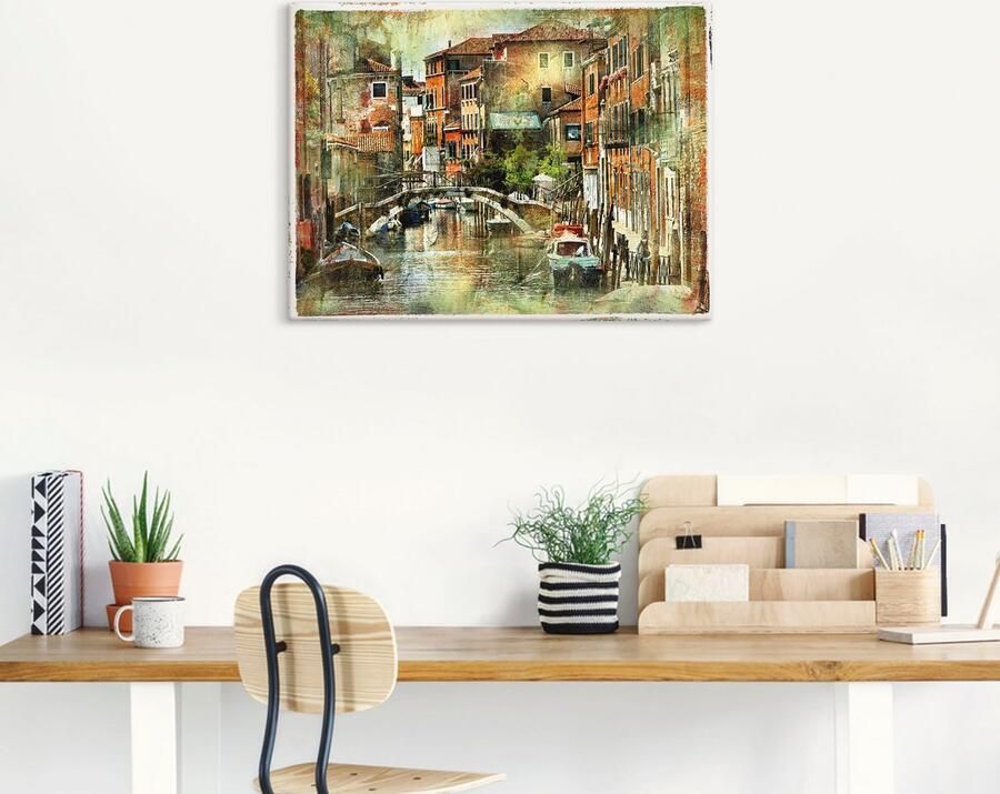 Artland Artprint Kanaal in Venetië als artprint op linnen poster muursticker in verschillende maten - Foto 6