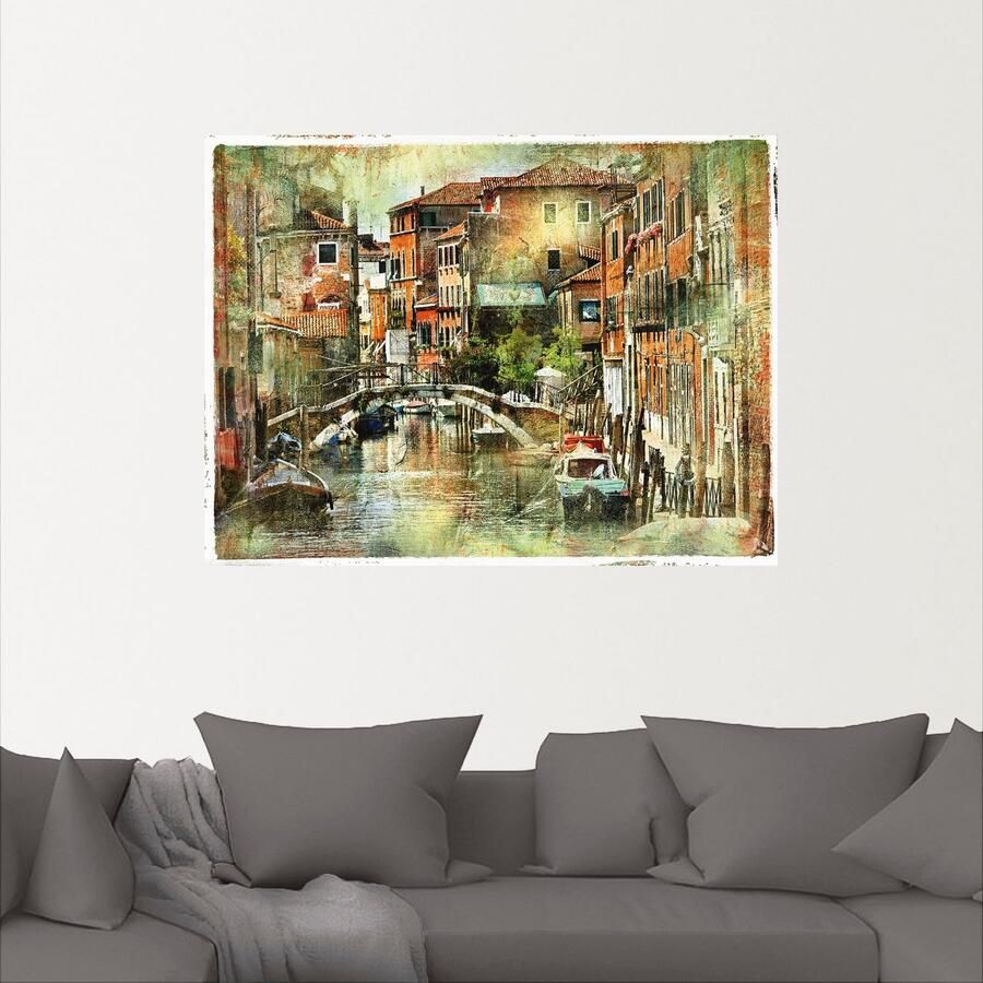 Artland Artprint Kanaal in Venetië als artprint op linnen poster muursticker in verschillende maten - Foto 2