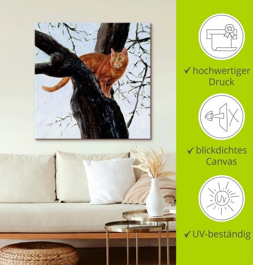 Artland Artprint op linnen Kat in boom - Foto 2