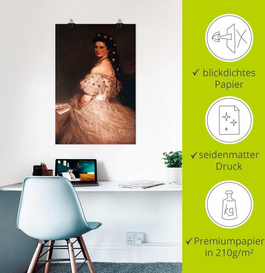 Artland Artprint Keizerin Elisabeth van Oostenrijk 1865 als artprint op linnen poster in verschillende formaten maten - Foto 2