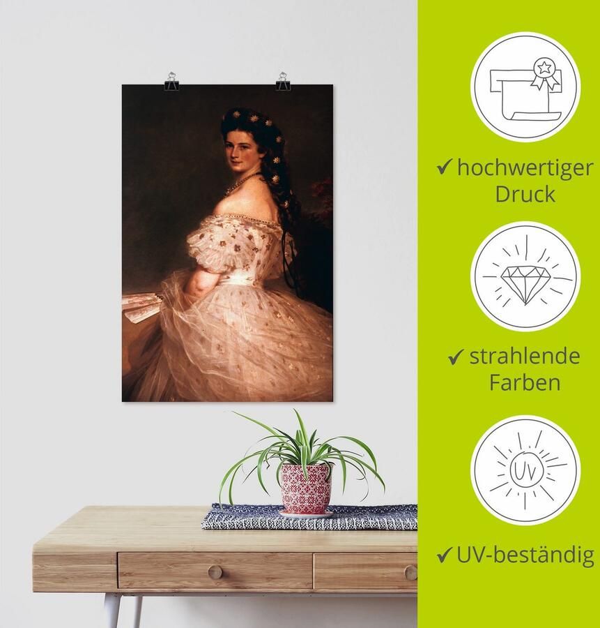 Artland Artprint Keizerin Elisabeth van Oostenrijk 1865 als artprint op linnen poster in verschillende formaten maten - Foto 3