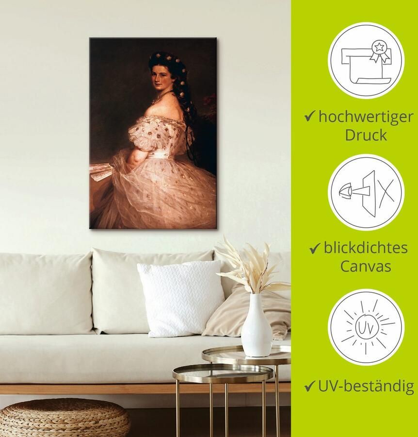 Artland Artprint Keizerin Elisabeth van Oostenrijk 1865 als artprint op linnen poster in verschillende formaten maten - Foto 3