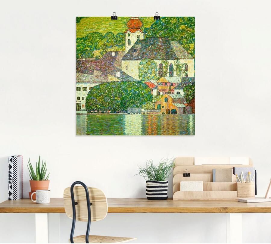 Artland Artprint Kerk in Unterach aan de Attersee. (D.198) als artprint op linnen poster in verschillende formaten maten - Foto 4