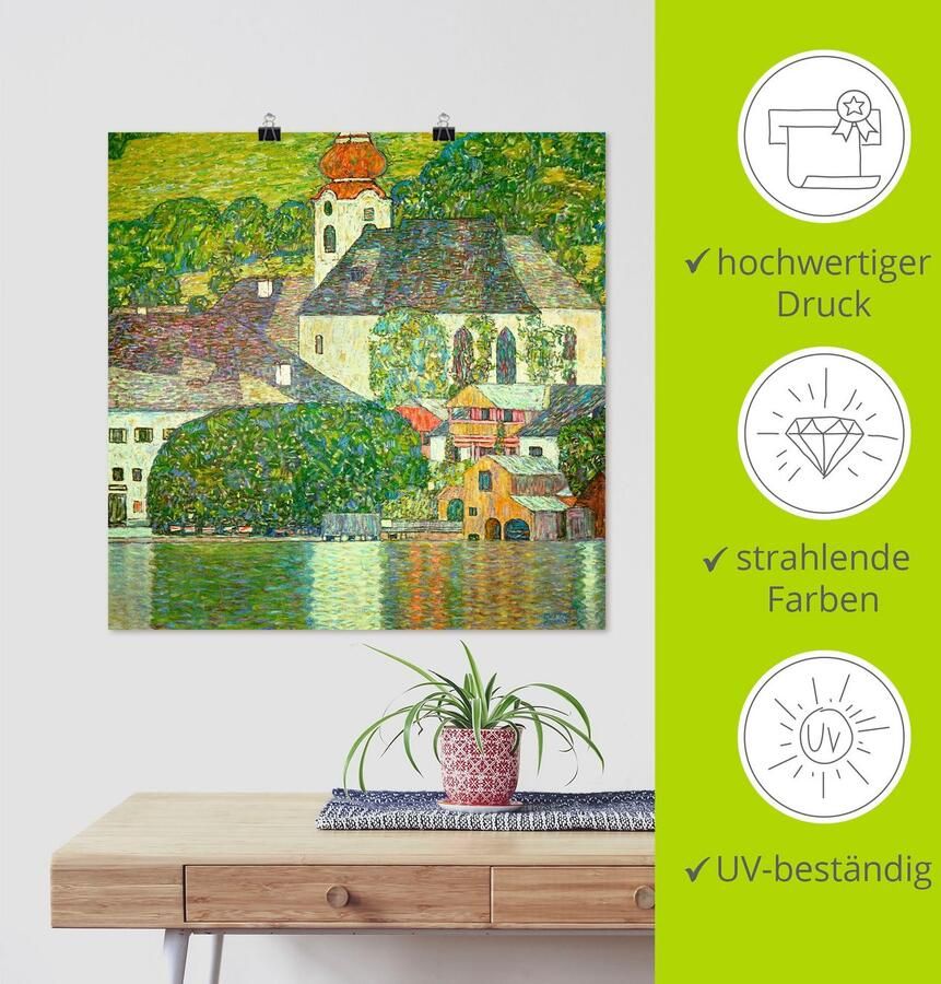 Artland Artprint Kerk in Unterach aan de Attersee. (D.198) als artprint op linnen poster in verschillende formaten maten - Foto 3